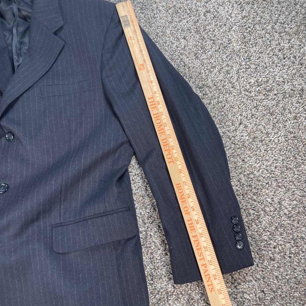 Jos A Bank Mens 43R Blazer Navy Blue Pinstripe Wool Cashmere 3 Button Jacket - Picture 7 of 9